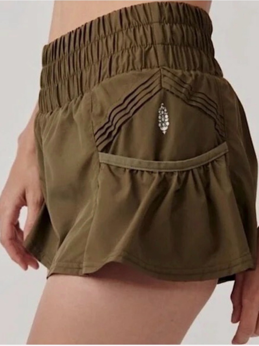 Free People Movement Get Your Flirt On athletic shorts S Army Green NEW